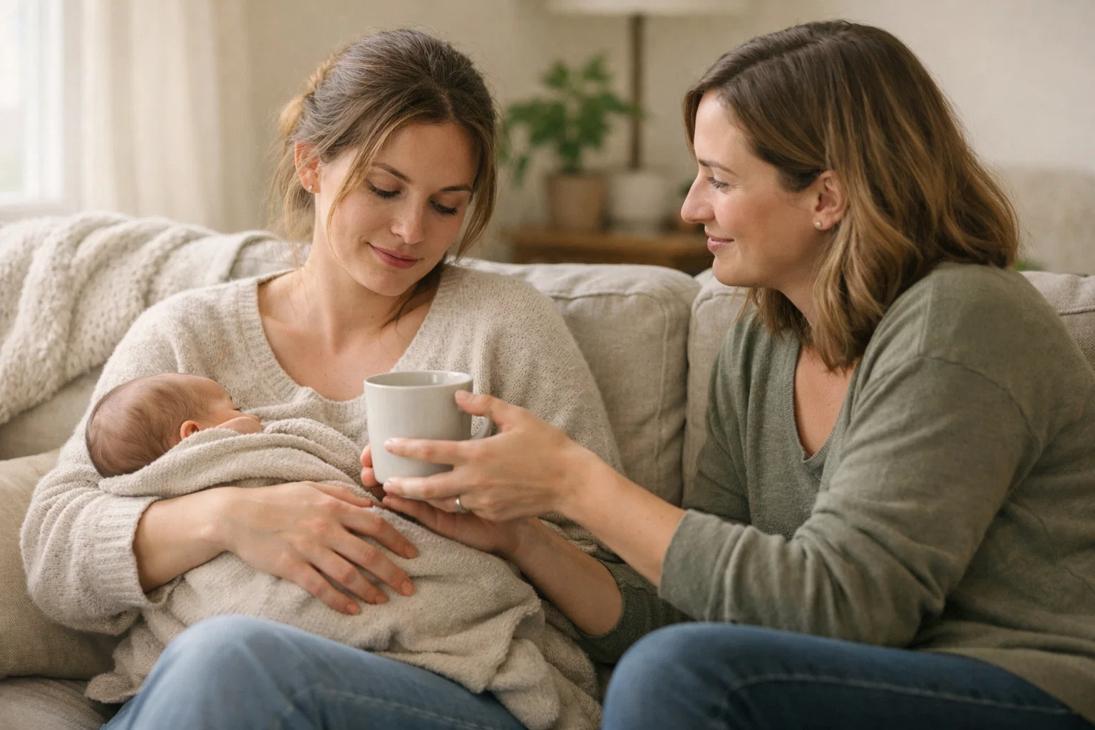 mom is helping new mom