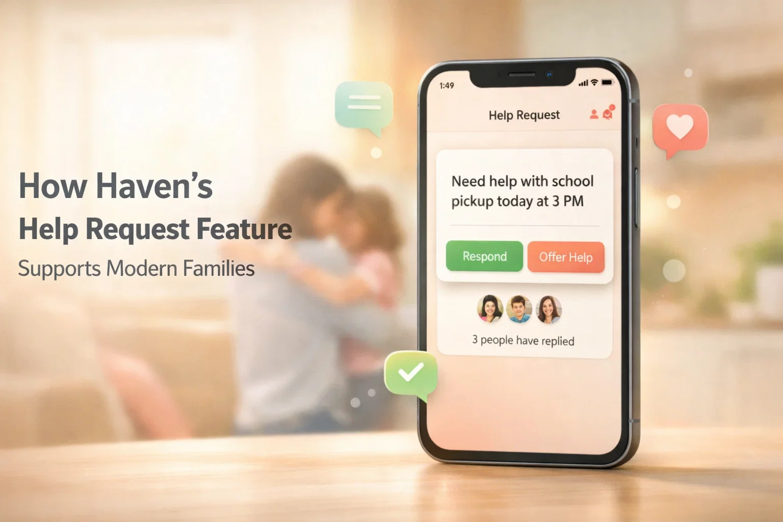 Haven app help request feature interface