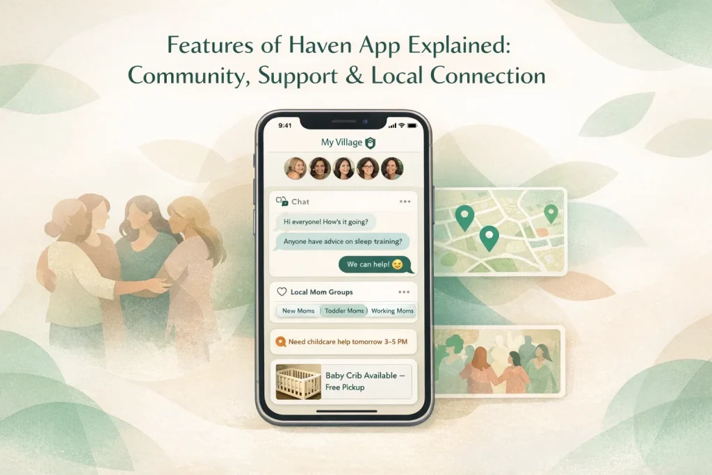 haven app dashboard, mothers community